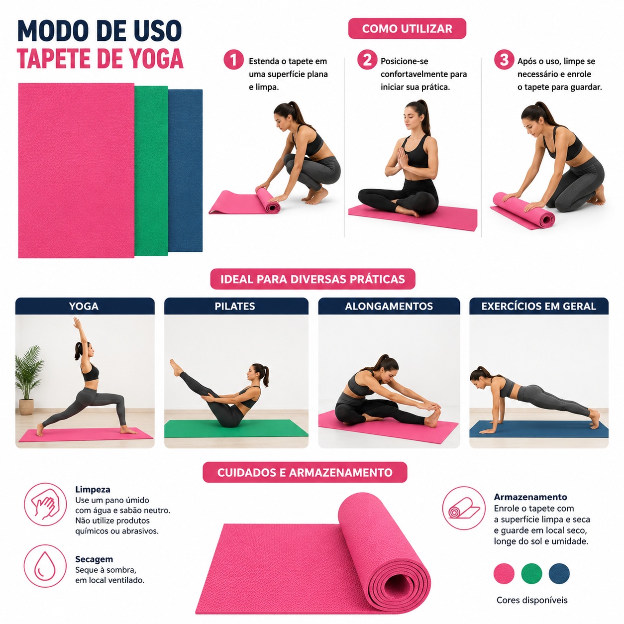 Tapete de Yoga Profissional Antiderrapante para Treinos (vermelho)
