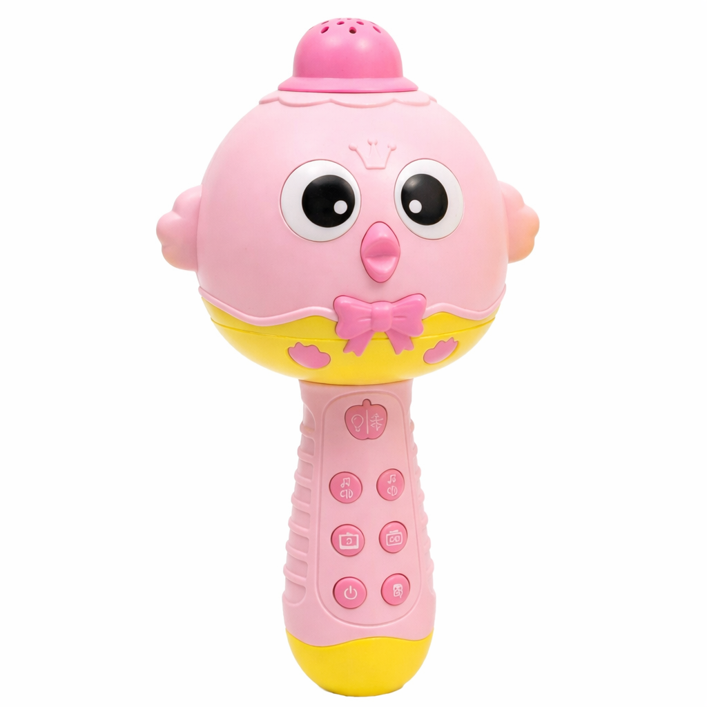 Microfone Musical Infantil Interativo com Luzes e Sons Amarelo
