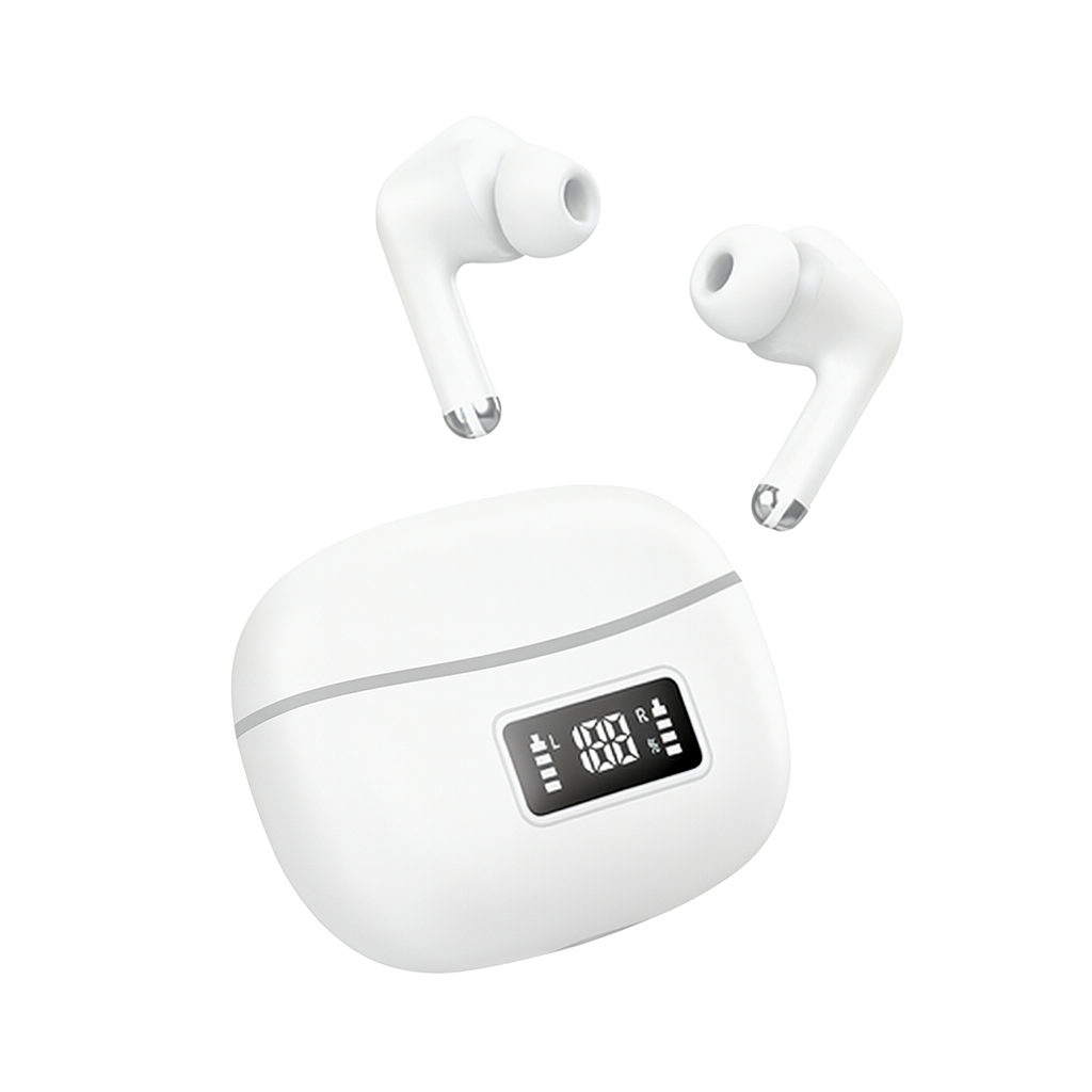 Fone de Ouvido com Tela LED Branco