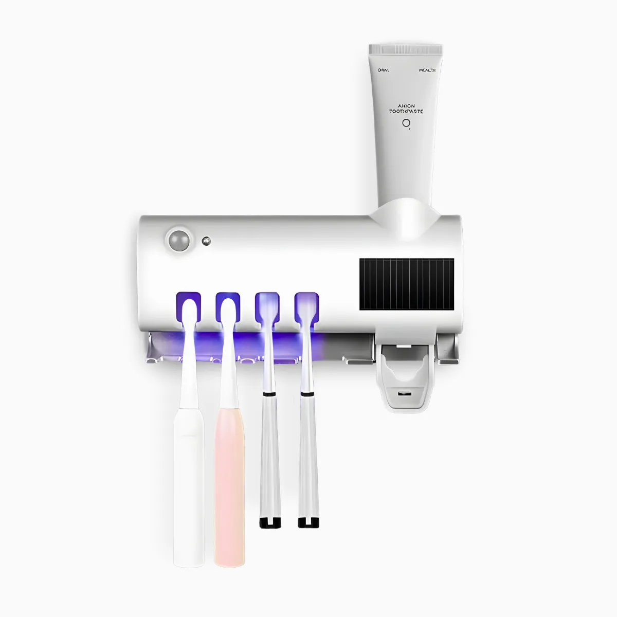 Suporte Dipenser Com Esterilizador UV Porta Escova e Pasta de Dente