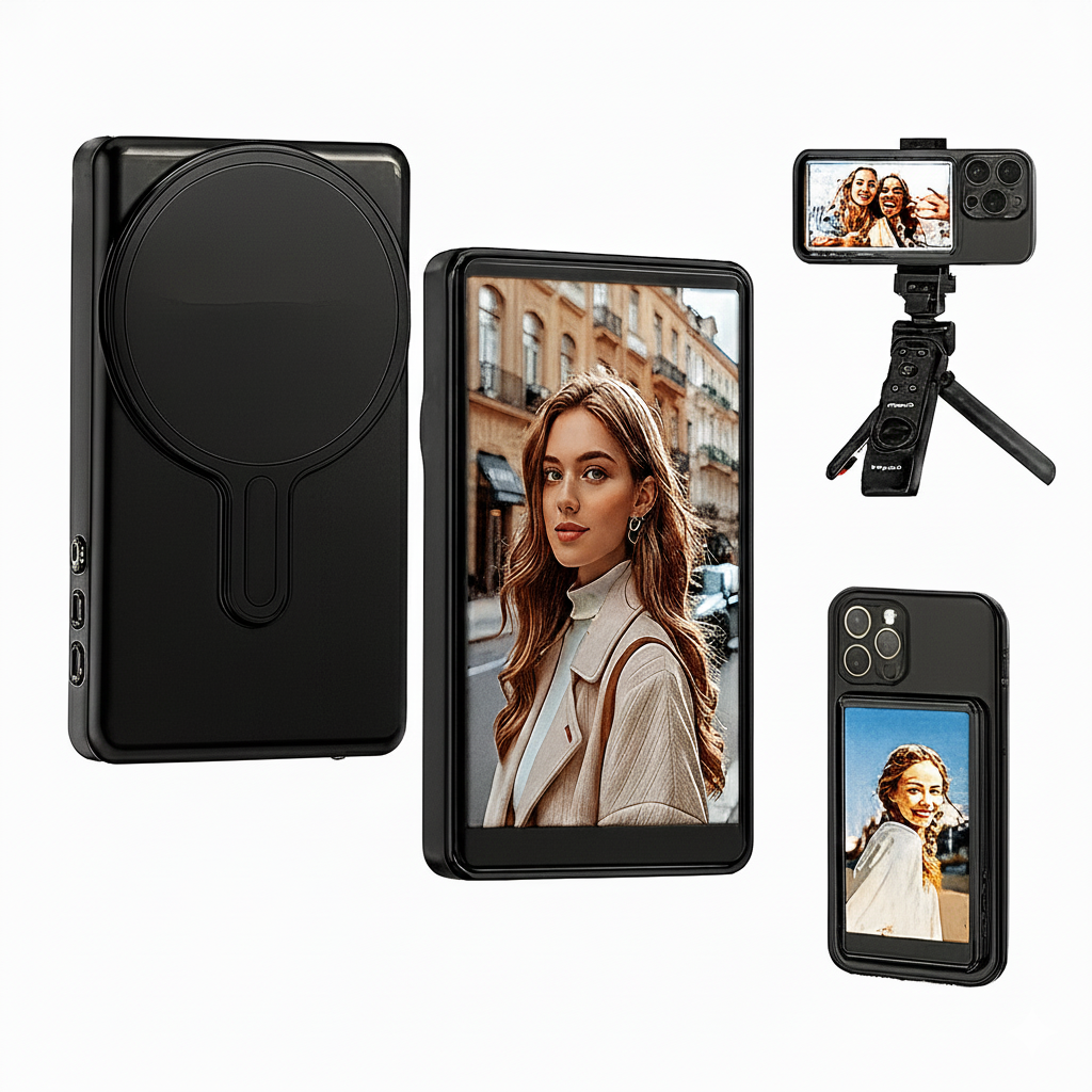 Tela Monitor de Selfie Vlog para Celular Cinza